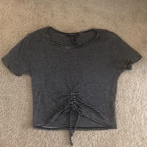 Black and white striped crop top